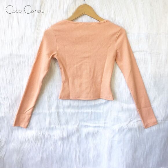 🆕Missguided Cropped Long Sleeve Cream Top - Picture 5 of 8